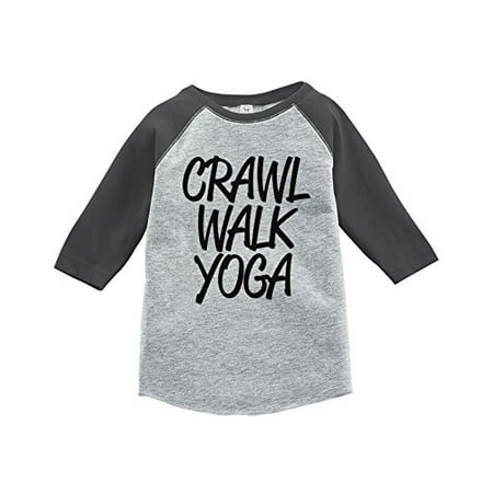 

7 ate 9 Apparel Kids Crawl Walk Yoga Grey Baseball Tee