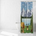 thumbnail image 5 of Cartoon Happy Camper RV Shower Curtain for Travel Trailers Forest Mountain Farmhouse Camping Theme Bathroom Shower Curtains Bathroom Decor Set Adventure Time RV Restroom Decoration,72x72inch, 5 of 6