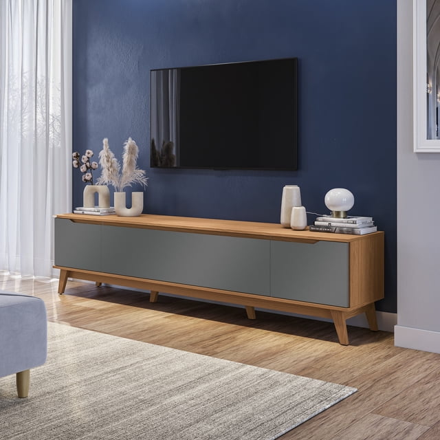 Mueble TV 85" Kappesberg 218cm con 3 Puertas Canela/Gris