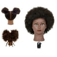 thumbnail image 1 of con cabeza de maniquí de cosmetología de peluquería con abrazadera, peine desde la parte inferior del cabello hasta arriba la primera vez , Afro negro Luz Afro Negro Claro, 1 of 8