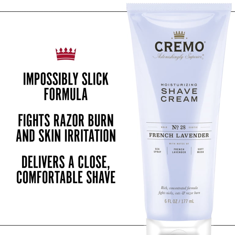 CREMO Superior Shave Cream, French Lavender, 6 fl oz