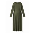 thumbnail image 2 of YMNXA Women's Maternity Dress Long Sleeve Round Neck Solid Color Comfortable Stretchy Pregnant Dresses For Casual Daily Wear,Green,M, 2 of 4