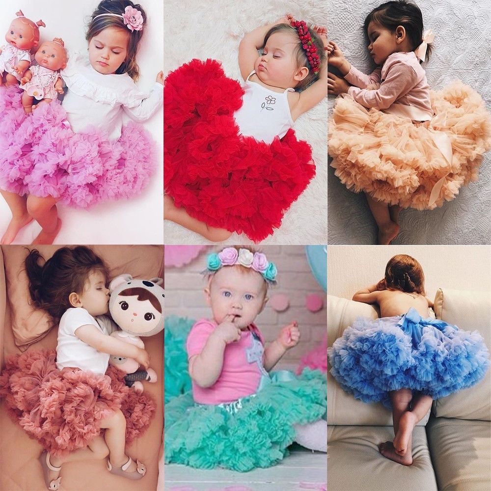 Baby Girls Tutu Pettiskirt Toddlers Kids Layered Ruffle Tulle Ballet Skirt Princess Petticoat Party Dancewear Mini Dress Up Chiffon Pregnant Dress Solid Colors 1-6 Years
