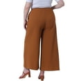 thumbnail image 3 of Agnes Orinda Women's Plus Size Lounge Pant Elastic Waist Wide Leg Casual Palazzo Pants with Pockets 1X Brown, 3 of 6