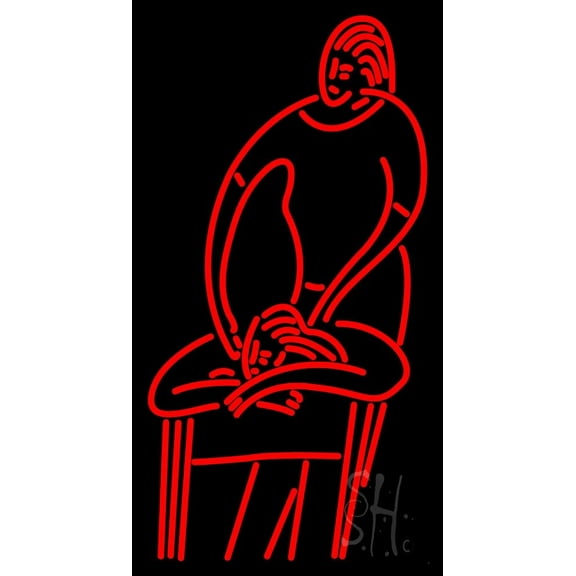 Massage Logo LED Neon Sign 20 x 37 - inches, Black Square Cut Acrylic Backing, with Dimmer - Bright and Premium built indoor LED Neon Sign for Spa interior decor and storefront.