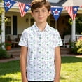 thumbnail image 2 of CAIVO Boys Blouse Button Down Shirt With Print For Little & Big Kids Casual Long Sleeve Tops For Everyday Wear Blend Comfortable Fit For Boys Turndown Collar Summer Trendy Tops, 2 of 5