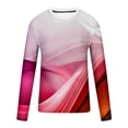 thumbnail image 4 of cllios Long Sleeve Shirts for Men Big and Tall Casual 3D Line Print T-Shirt Crewneck Tees Mens Regular-Fit Shirt Workout Pullover Tops Watermelon Red S, 4 of 5