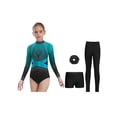 thumbnail image 3 of Runhomal Girls 4Pcs Dance Leotard Set Rhinestone Gymnastics Outfits with Shorts Long Sleeve Figure Skating Leotard Light Blue 8, 3 of 7
