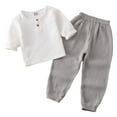 thumbnail image 4 of Durtebeua Baby Boy Girl Clothes Knitted Cotton Long Sleeve Romper Long Pants Solid Color Fall Winter Outfits Z20-Light Gray,3-4 Years, 4 of 4