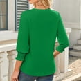 thumbnail image 6 of Blczomt 3/4 Sleeve Tops for Women Trendy Plain Dressy Shirts Formal Green Solid Color 2025 Womens Shirts Casual, 6 of 8