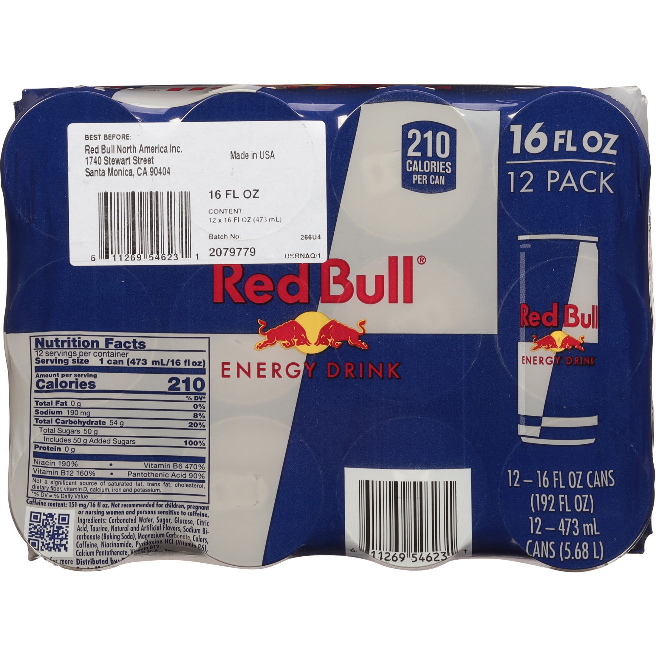 Red Bull Energy Drink, 16 fl oz Can, 12-Pack for Office - Walmart Business  Supplies, image size:2200x2200
