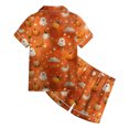 thumbnail image 4 of UAYOTSE Silky Button‑Up Satin Pajama for Kids Girls, Collared Short Sleeve Top plus Matching Shorts, Relaxed‑Fit Indoor Loungewear Outfit Size 4-5 Years, 4 of 6