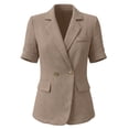 thumbnail image 7 of Homenesgenics Blazers for Women Business Casual Solid-Color Short-Sleeve Blazer with Lapel, Pockets, and Fitted Fit Brown M, 7 of 7