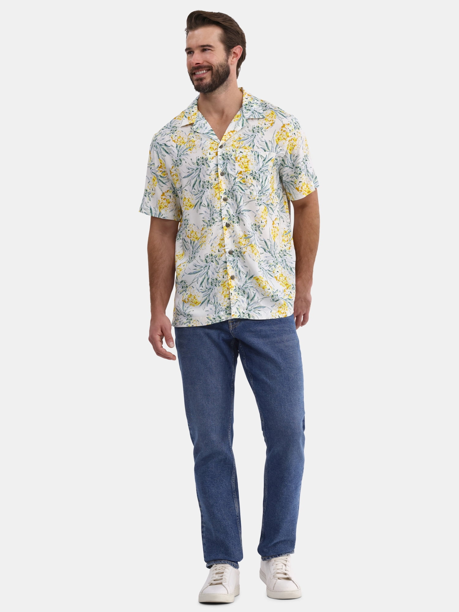 George Men's and Big Men’s Camp Shirt, Sizes S-3XL
