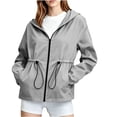 thumbnail image 3 of Vivianyo HD Women's Cinch Waist Hiking Jackets, Water Resistant Windproof Hooded Outdoor Tops With Side Drawstrings for Camping Running, Women's Gray, Sizes S-3XL, 3 of 9