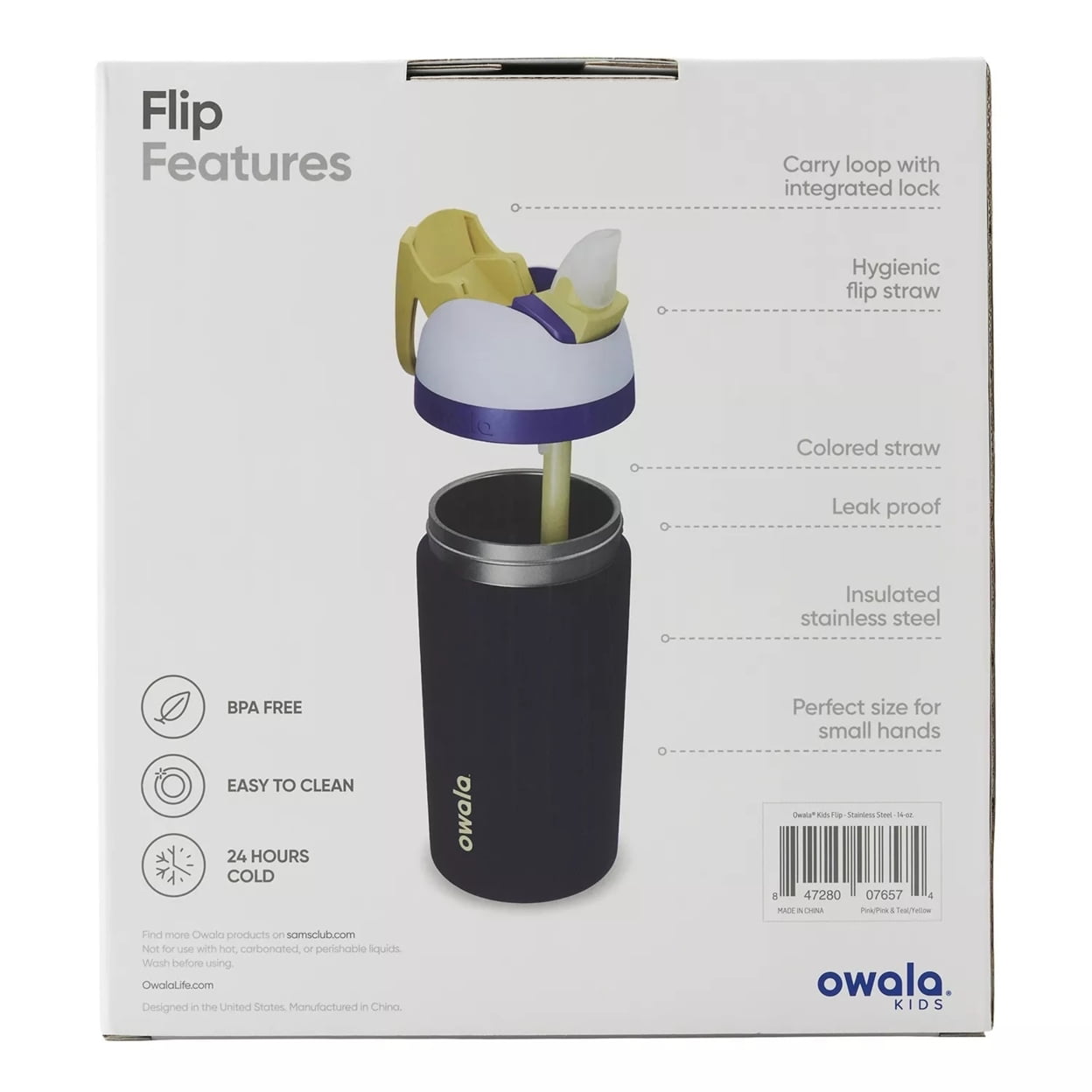  Owala Kids Flip Insulated Stainless-Steel Water Bottle with  Straw and Locking Lid, 14-Ounce, Orange/Yellow (Misty Horizon): Home &  Kitchen