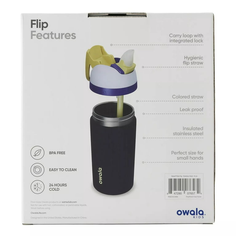 Owala Kids Flip Insulated Stainless-Steel Water Bottle with Straw and  Locking Lid, 14-Ounce, Brown/Teal (Mint Chocolate Chip)