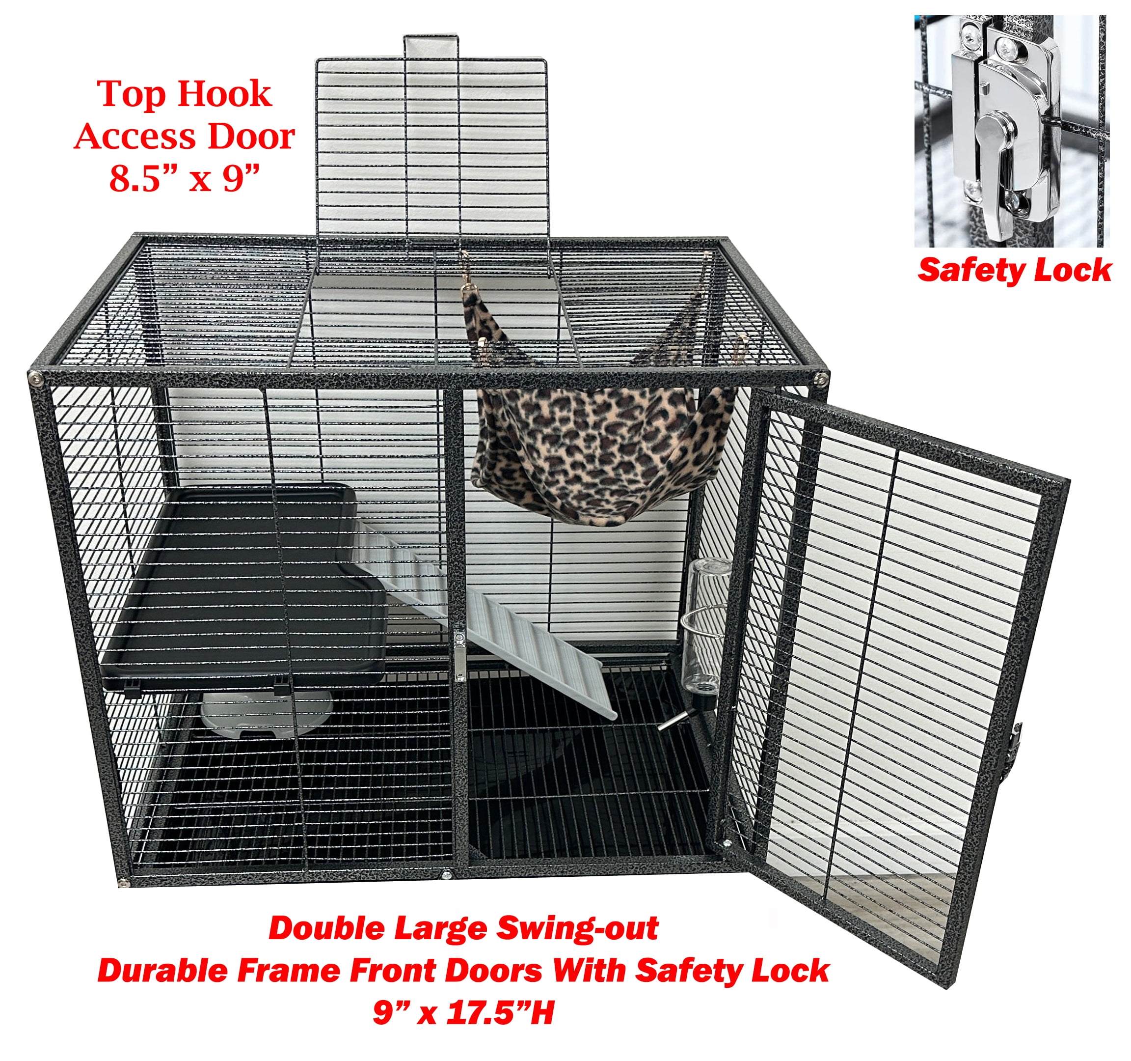 Deluxe Two Story Double Unit 4-Level Small Animal Critter Home Cage Hamster Habitat Mouse Rat Gerbil House Tight 1/2-inch Wire Spacing Rolling Cage for Ferret Hammock Chinchilla Sugar Glider