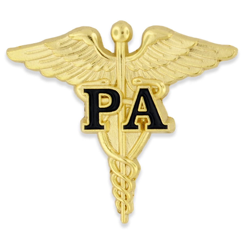PinMart Gold and Red RX Caduceus Enamel Lapel Pin 
