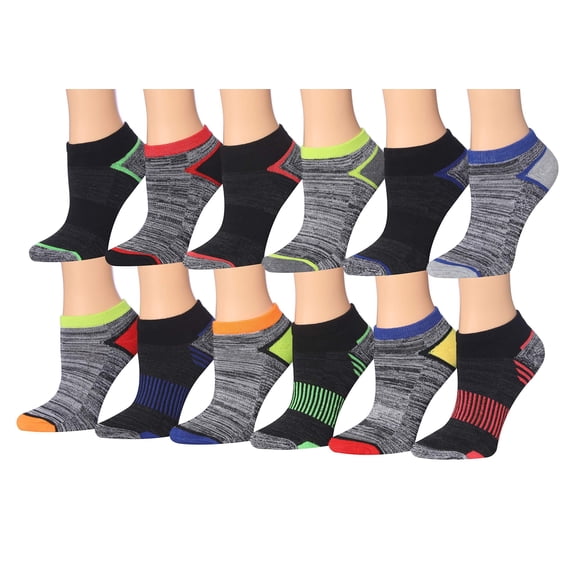 Tipi Toe Athletic No-Show Socks 12-Pack - Comfort Cushioned Low Cut Sports Socks for Boys
