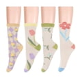 thumbnail image 1 of 4 pares de calcetines para mujer novedad divertidos calcetines de tripulación niñas lindo animal colorido estampado floral tonto Funky Casual calcetines de algodón, 1 of 5