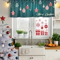 thumbnail image 5 of Teal Green Christmas Curtain Valances for Windows, Kitchen Valance Window Treatments Panel 2 Pack, Xmas Balls Star Winter Holiday Rod Pocket Short Curtains for Bathroom Bedroom 60 x 18 Inch, 5 of 8