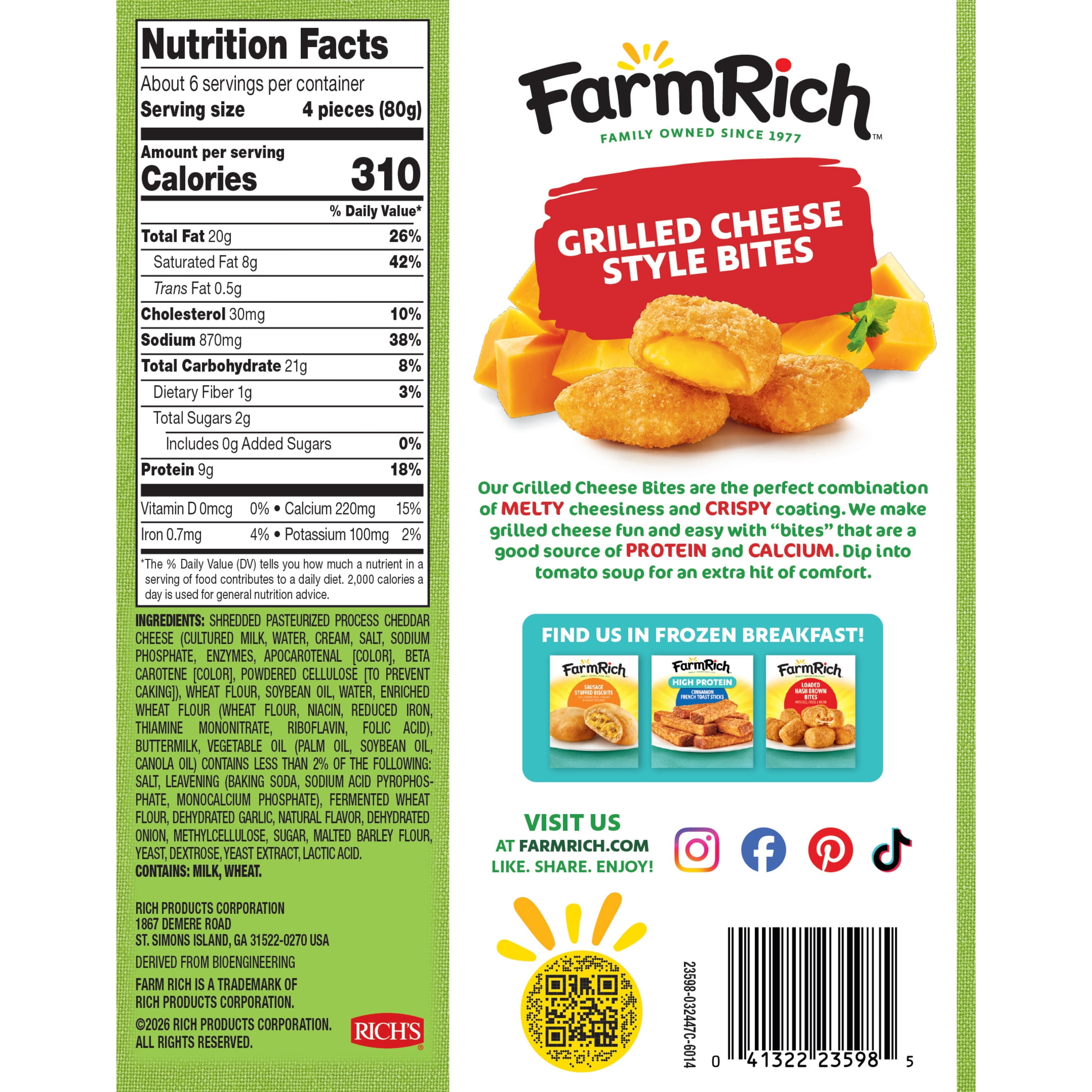 Farm Rich Grilled Cheese Style Bites, 17 oz (Frozen Snacks & Appetizers)