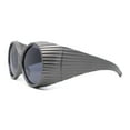 thumbnail image 3 of Womens Exaggerated Vintage Round Windbreak Goggle Style Wrap Sunglasses Grey - Black, 3 of 4