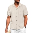 thumbnail image 4 of GENTS BLISS Men Linen Shirts Casual Short Sleeve Button Down Shirts for Men Beach Tops with Pocket, 4 of 10