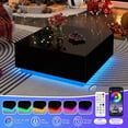 thumbnail image 3 of Aphthongs 43.3 Inch Coffee Table with LED Lights, High Glossy Center Table with 2 Storage Drawers, 3 of 7