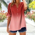 thumbnail image 2 of Womens Summer Tops 3/4 Sleeve V Neck Gradient Color T Shirts Casual Loose Lounge Workout Basic Tees Clothes, 2 of 5