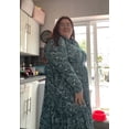 thumbnail image 3 of CASSIE LIZ Womens Plus Size Dresses 4X V Neck Floral Print Blue Maxi Dress with Elastic Waist Curvy Silhouette with Pockets Long Sleeve Romantic Boho With Buttons Dress 4XL 24W 26W, 3 of 7
