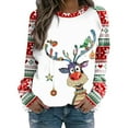 thumbnail image 2 of Costumes de Noël en Liquidation Mode Femme Décontractée Imprimé Col Rond Ample Manches Longues Hauts Blouse Chandails en Molleton Sans Capuche Chandails en Molleton Surdimensionnés pour Femmes, 2 of 4
