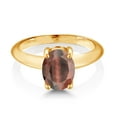 thumbnail image 2 of Gem Stone King 18K Yellow Gold Plated Silver Red Tiger Eye Solitaire Engagement Ring for Women (1.50 Cttw, Oval 9X7MM, Gemstone Birthstone, Available in Size 5, 6, 7, 8, 9), 2 of 4