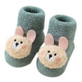 thumbnail image 2 of GUZOM Kids Socks for Girls 0-24 Months, Green Non-Slip Cotton Socks with 3D Bunny, Bootie-Style Warm Terry Cuff, Skin-Friendly Breathable for Crawling/Walking,Size S, 2 of 3