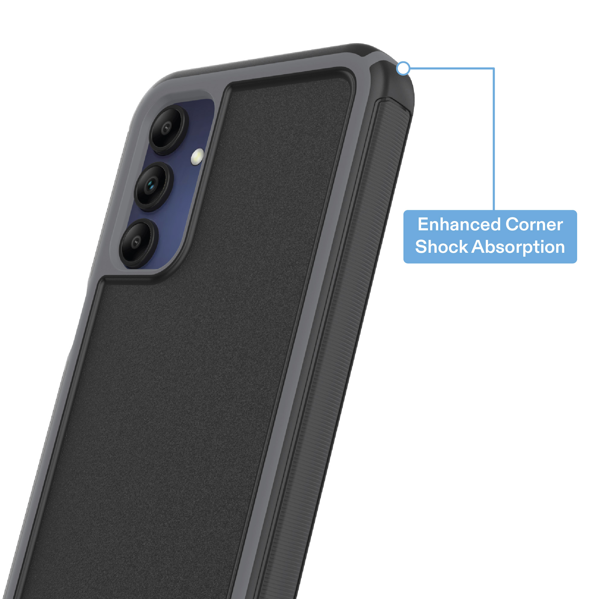onn Slim Rugged Phone Case for Samsung Galaxy A15 5G - Black/Gray