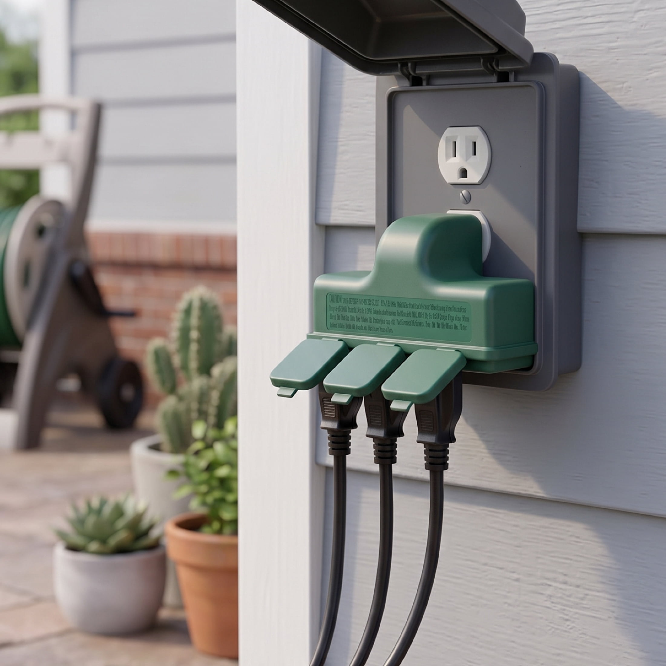 Hyper Tough Indoor/Outdoor 3 Grounded Outlet Adapter - Green