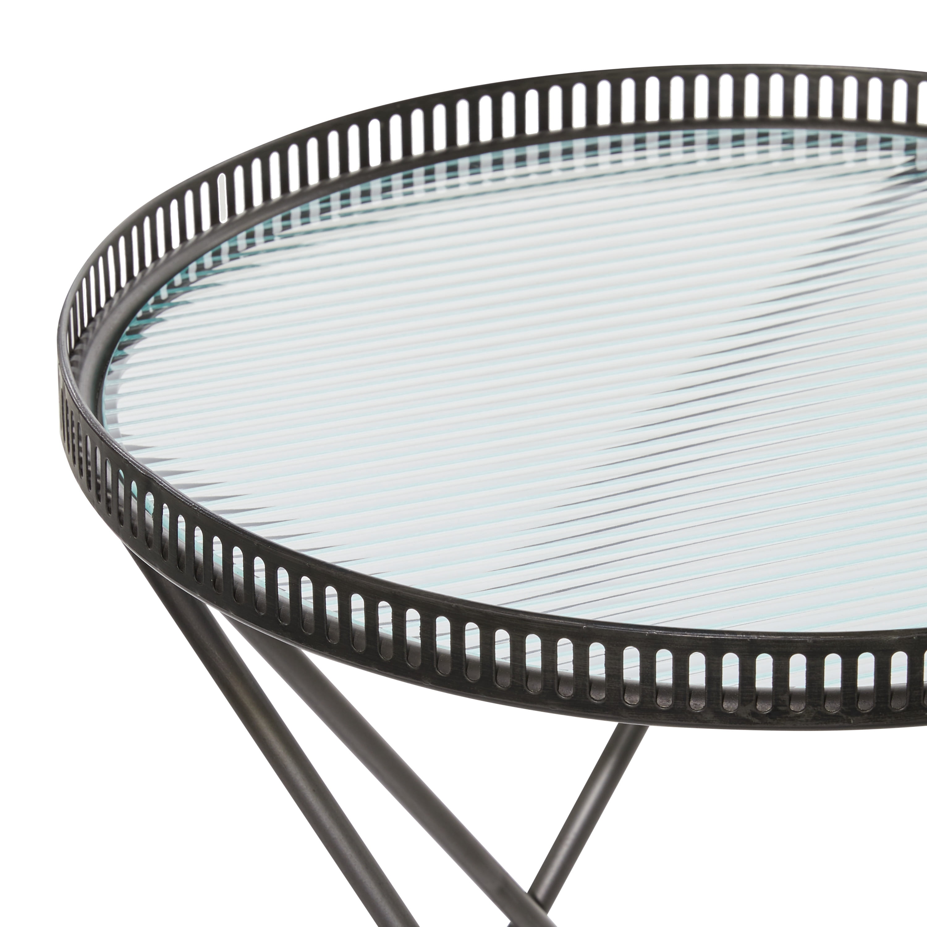DecMode 20", 27" Grey Metal Industrial Accent Table, Set of 2