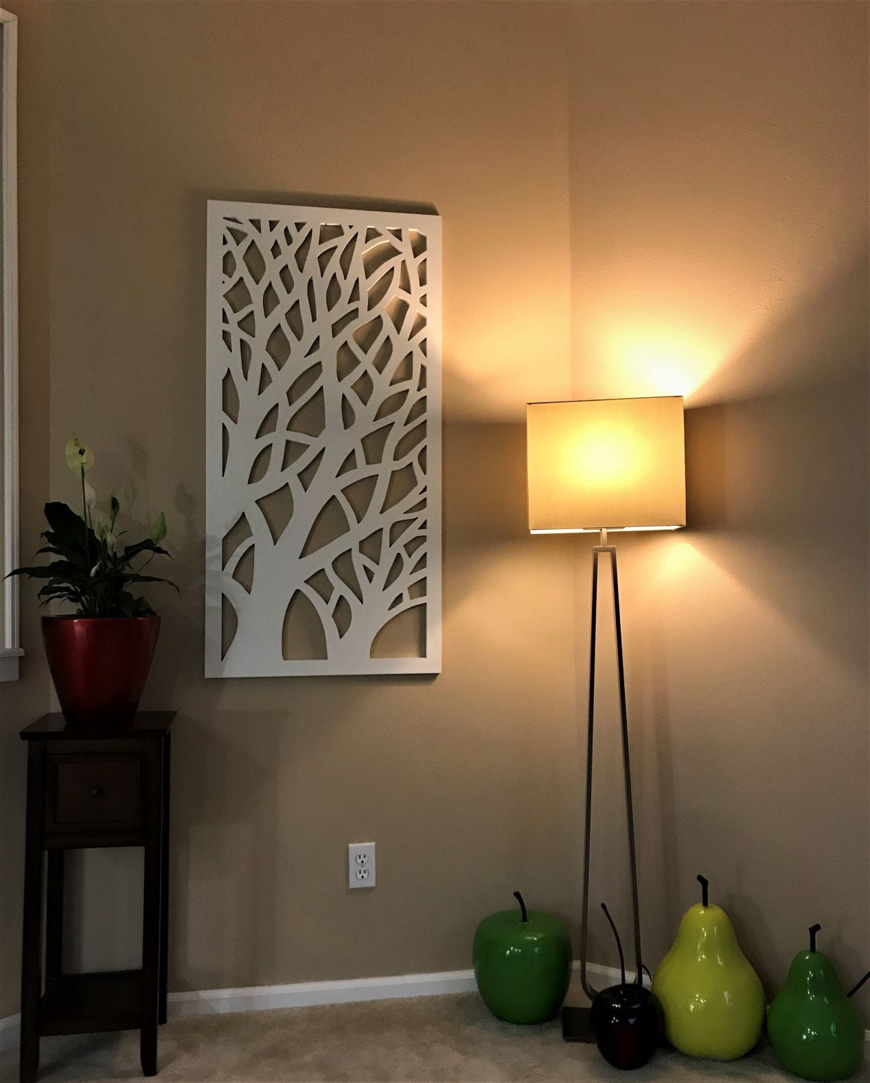White Tree Branches Decorative PVC Wall Panel, 48" x 24"