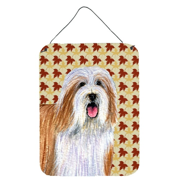 Carolines Treasures LH9105DS1216 Bearded Collie Fall Leaves Portrait Wall or Door Hanging Prints 12WX16H multicolor