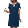 thumbnail image 2 of Admvng Plus Size Dresses for Women Solid Dresses Short Sleeve V Neck Casual Summer Tennis Golf Mini Shirt Dress with Pockets S-2XL, 2 of 9