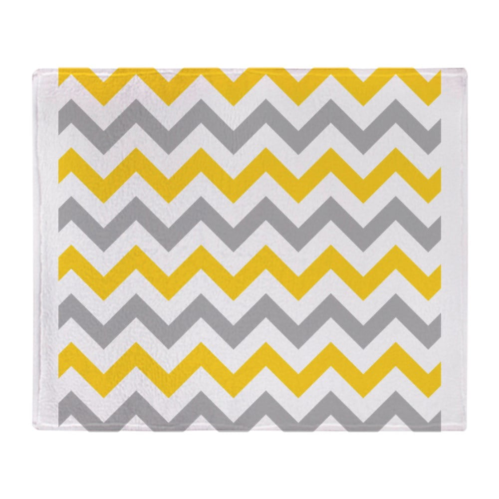 CafePress Yellow And Grey Chevron Soft Fleece Throw Blanket, 50"x60