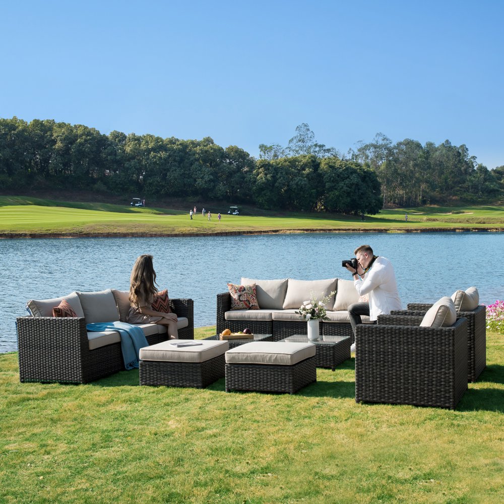 ovios Patio Furniture Set, Big Size Outdoor Furniture Sets,PE Rattan