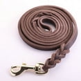 thumbnail image 1 of SHAR 6ft Leather Dog Leash, 3/4" Braided Leather Dog Leash, Soft Leather Training Leash, Strong Leather Dog Leash for Small Medium Large Breed Dogs. (brown), 1 of 5