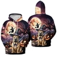 thumbnail image 3 of Spooky Halloween Night Witch Chinese Shar-Pei Glowing Pumpkins All Over Print 3D Hoodie Unisex Merch Hoodies Dog Lover - 12015, 3 of 6