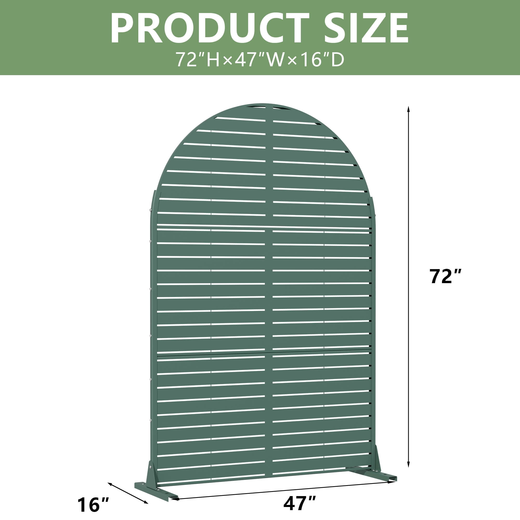 MAYEERTY Outdoor Metal Privacy Screen 6ft × 4ft Dark Green, 3-Panel Classic Louvered, Rust-Resistant for Patio
