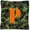 Camo Green, variant on Letter P Monogram - Camo Green Fabric Decorative Pillow