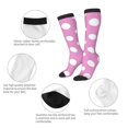 thumbnail image 3 of Gaeub Chaussettes à Pois Violets et Blancs Design Extensible Tube Haut pour Hommes Femmes Adolescents, Chaussettes de Softball Soccer pour Randonnée, Sport, 3 of 6