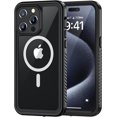 thumbnail image 1 of KOMI Magnetic for iPhone 15 Pro Case, Waterproof Dustproof Cover [Built in Screen Protector] [Compatible with MagSafe], Full Body Heavy Duty Phone Case for iPhone 15 Pro - 6.1” (Black), 1 of 5