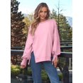 thumbnail image 3 of Womens Oversized Sweatshirts Hoodies Crewneck Shirts Fall Outfits Teen Girls Y2k Winter Clothes Pink XL, 3 of 5
